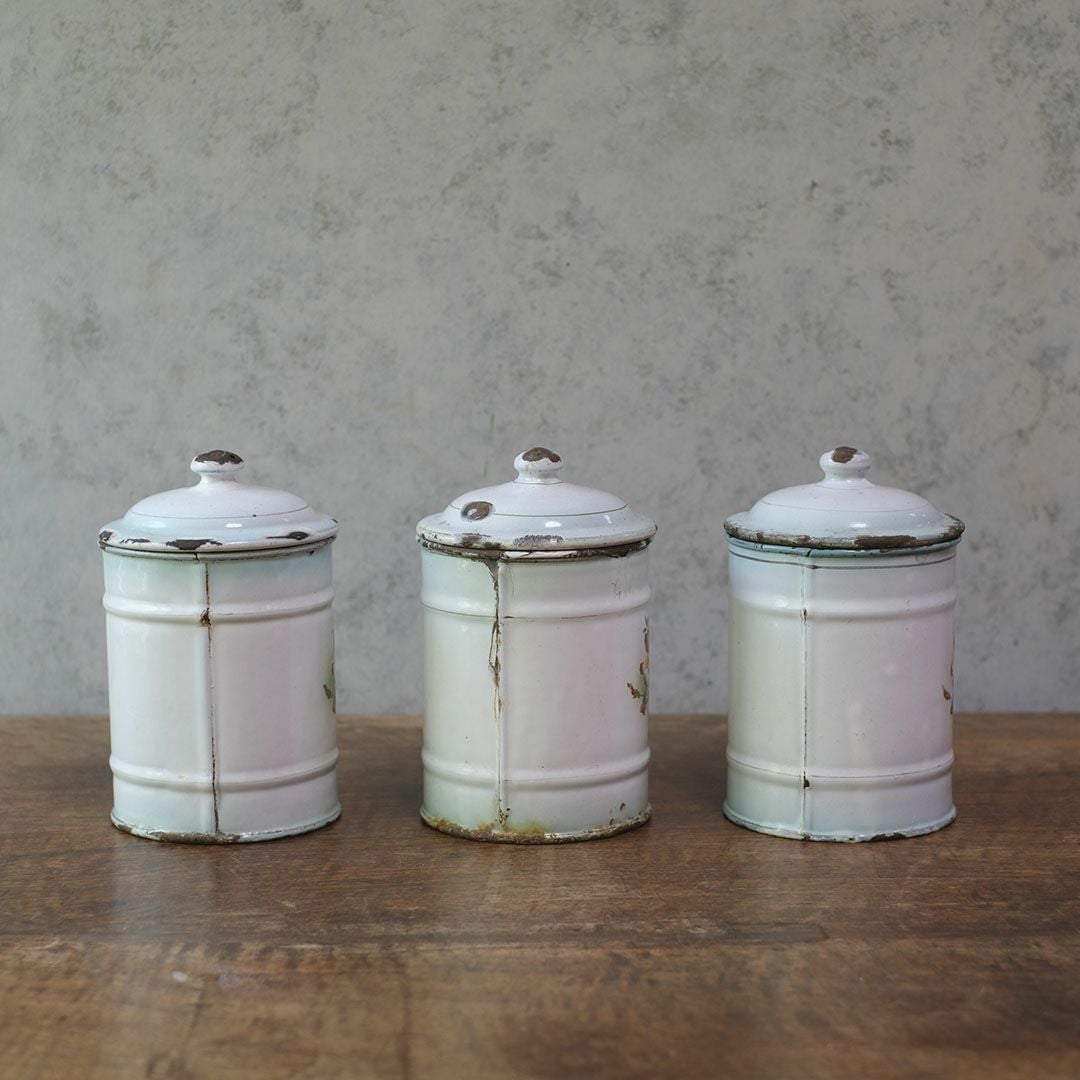 アンティーク フレンチホーローキャニスターフランス 琺瑯 保存容器8