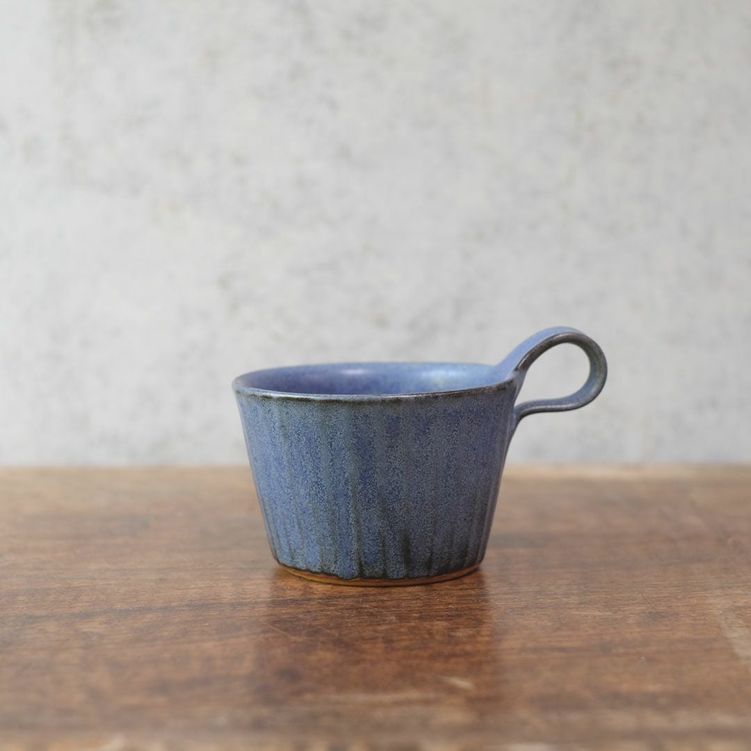 益子焼モダンマグ ディープブルー スープカップ マグカップ わかさま陶芸 若林健吾