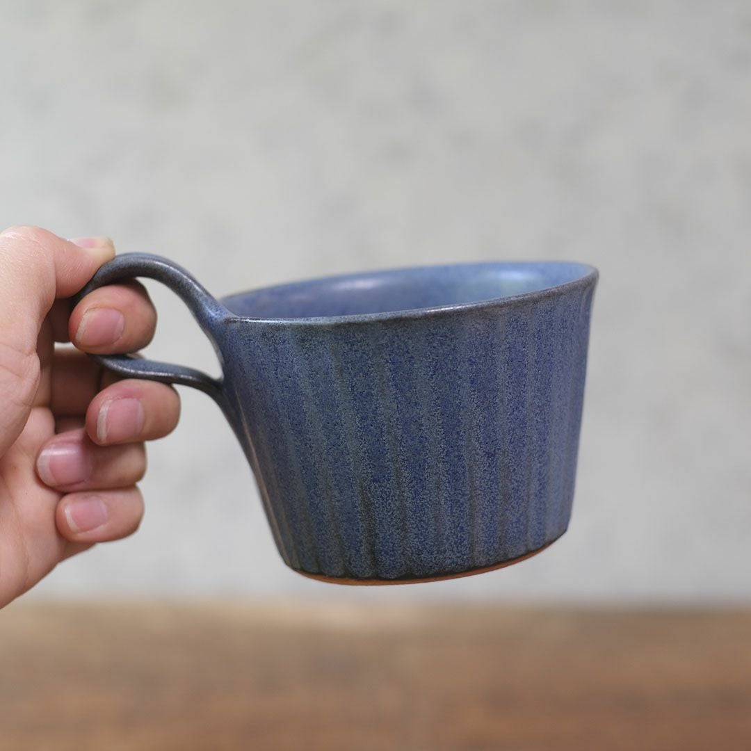 益子焼モダンマグ ディープブルー スープカップ マグカップ わかさま