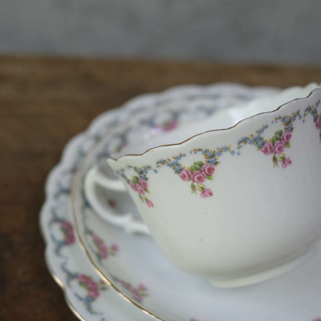 ヴィンテージティーカップトリオ ピンクローズ イギリス4