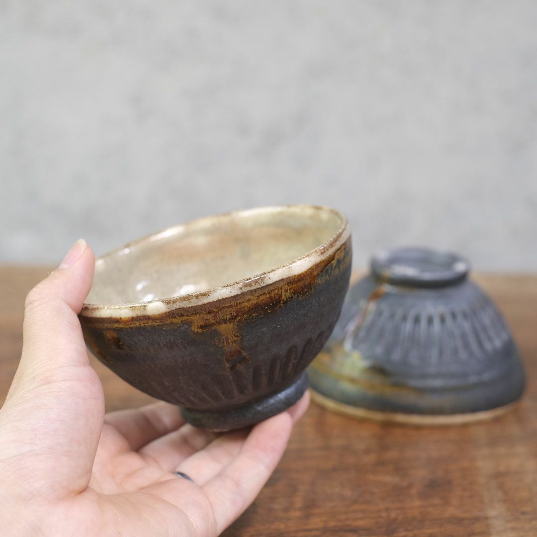 笠間焼【益子淳一】・削りめし碗/作家のうつわ 2色展開 ご飯茶碗 和