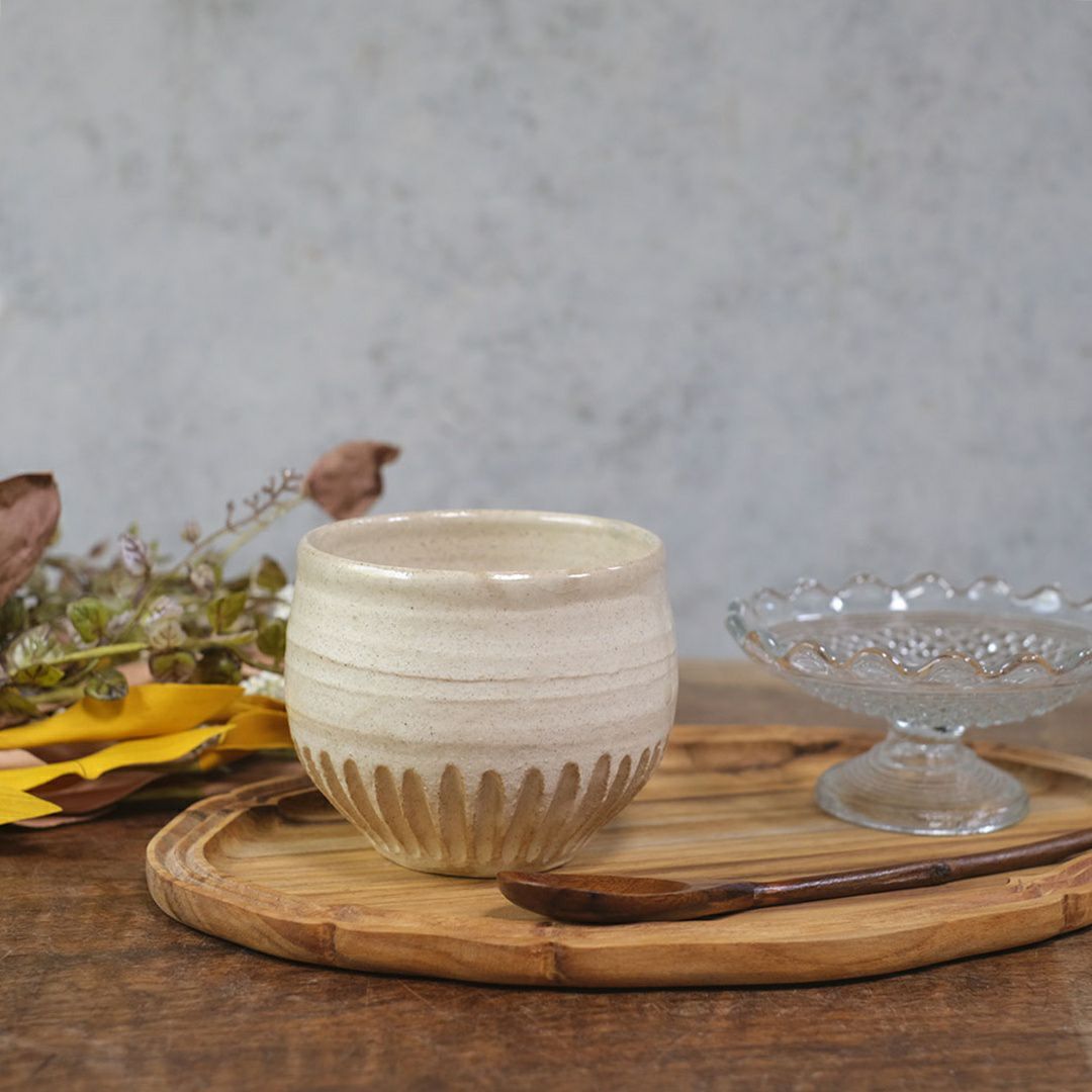 笠間焼【益子淳一】 丸カップ 作家のうつわ 粉引 和食器