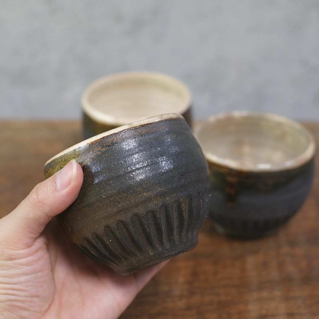 笠間焼【益子淳一】 丸カップ 作家のうつわ 鉄黒 和食器2