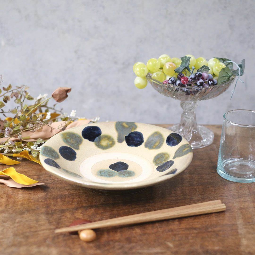 やちむん 沖縄 宮城正享 皿  点打ち 読谷村北窯 一点物