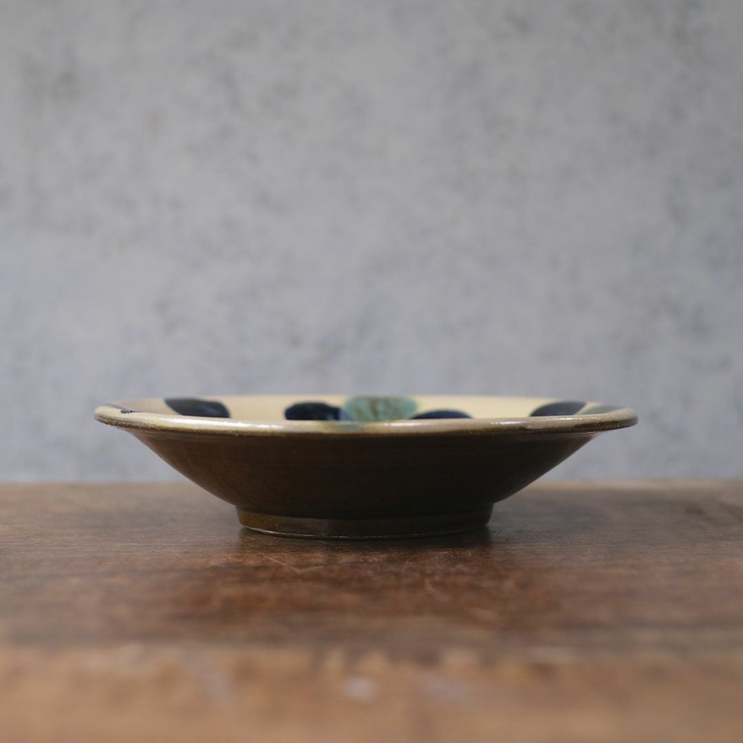 やちむん 沖縄 宮城正享 皿 22cm 青点打ち 読谷村北窯 一点物 の通販