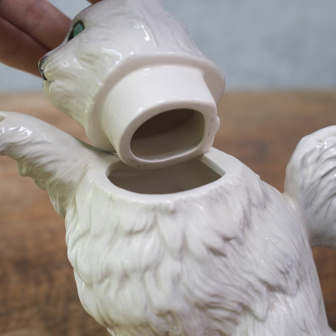 ヴィンテージティーポット 白猫 イギリス オブジェ 陶器 BESWICK ベスウィック5