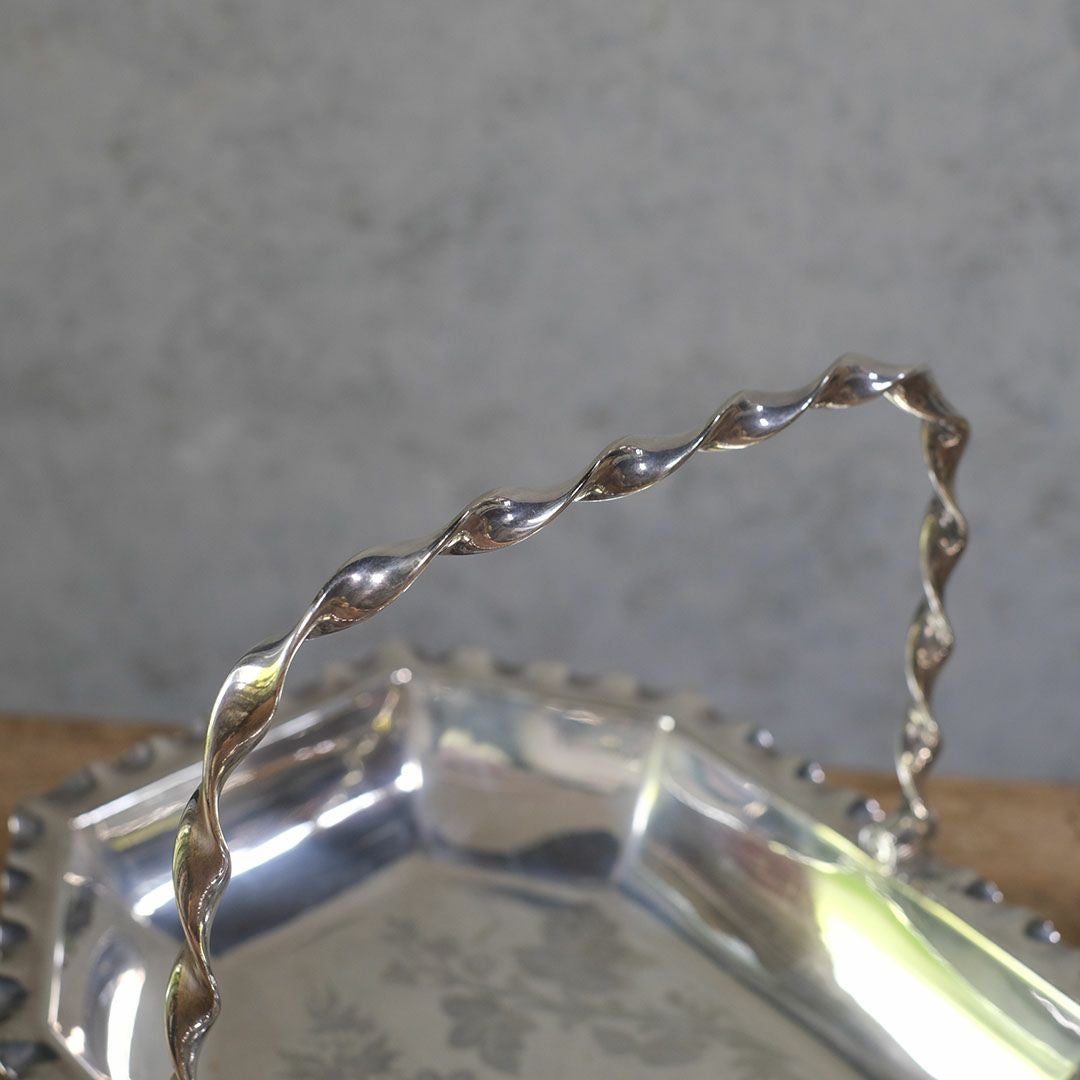 アンティークハンドルバスケット シルバープレート W&H ウォーカーアンドホール イギリス11