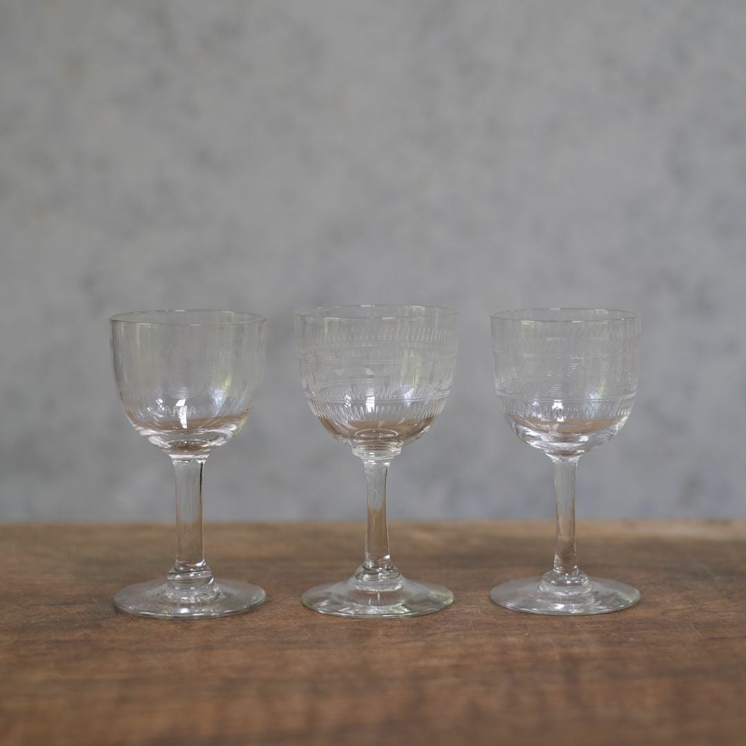 アンティーク アペリティフグラス イギリス アシッドエッチング3