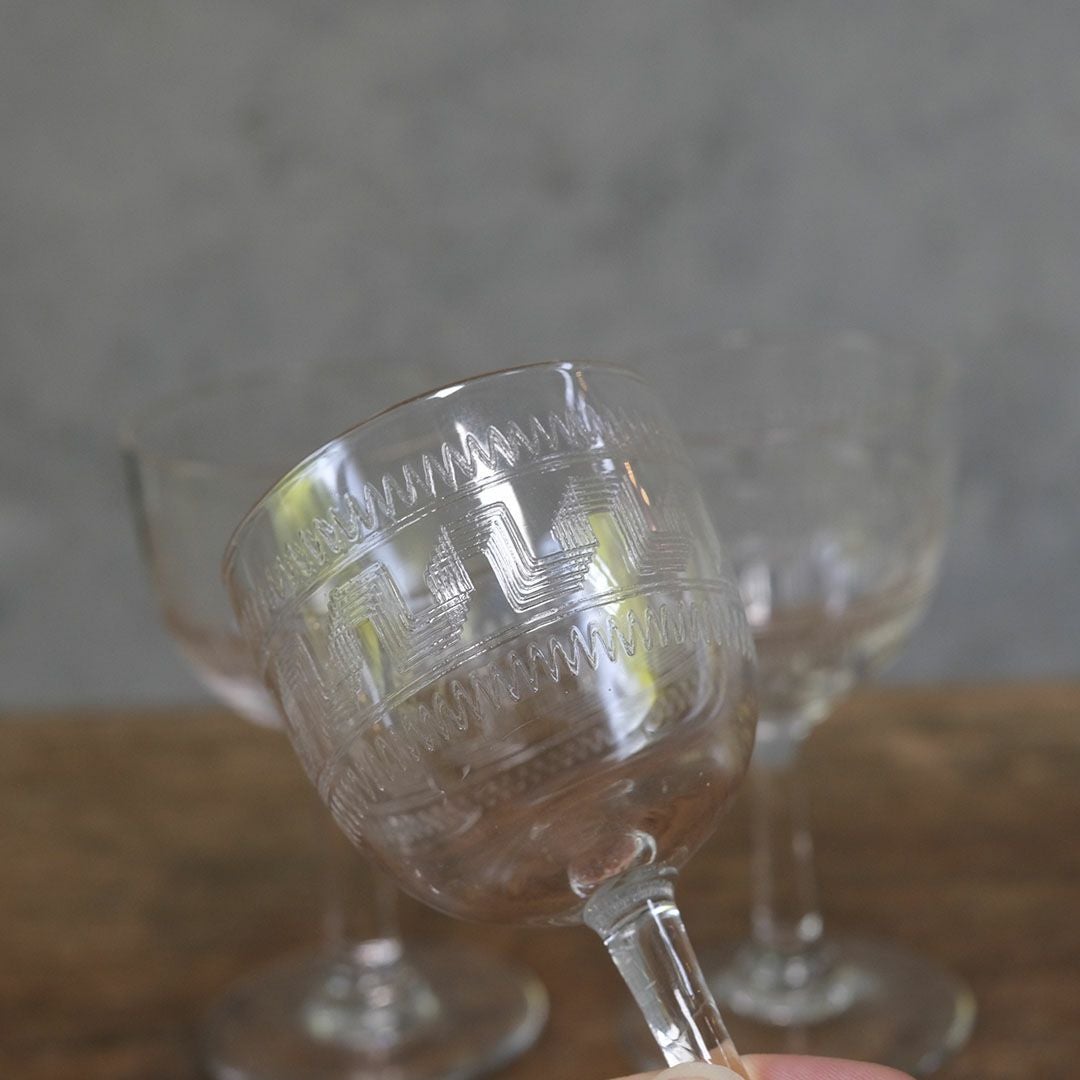アンティーク アペリティフグラス イギリス アシッドエッチング6