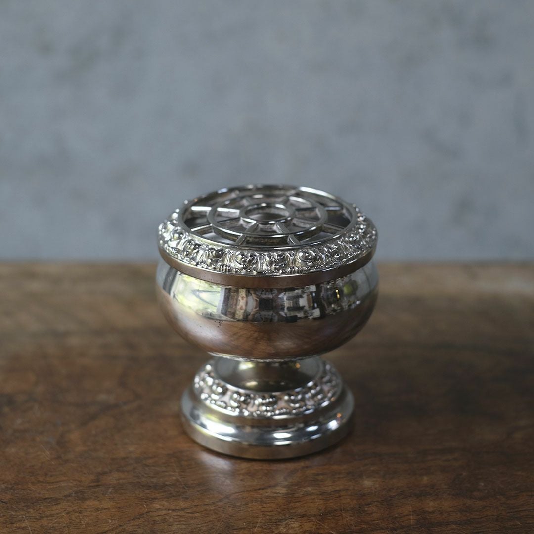 ヴィンテージフラワーボウル シルバープレート イギリス ローズボウル ポプリポット2