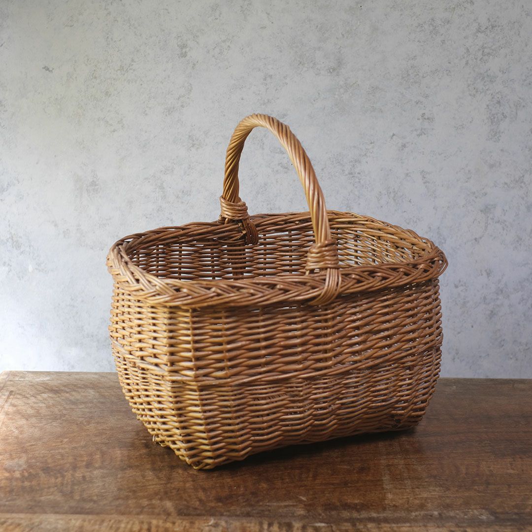 ヴィンテージ ウィッカーバスケット イギリス 手編み籠2