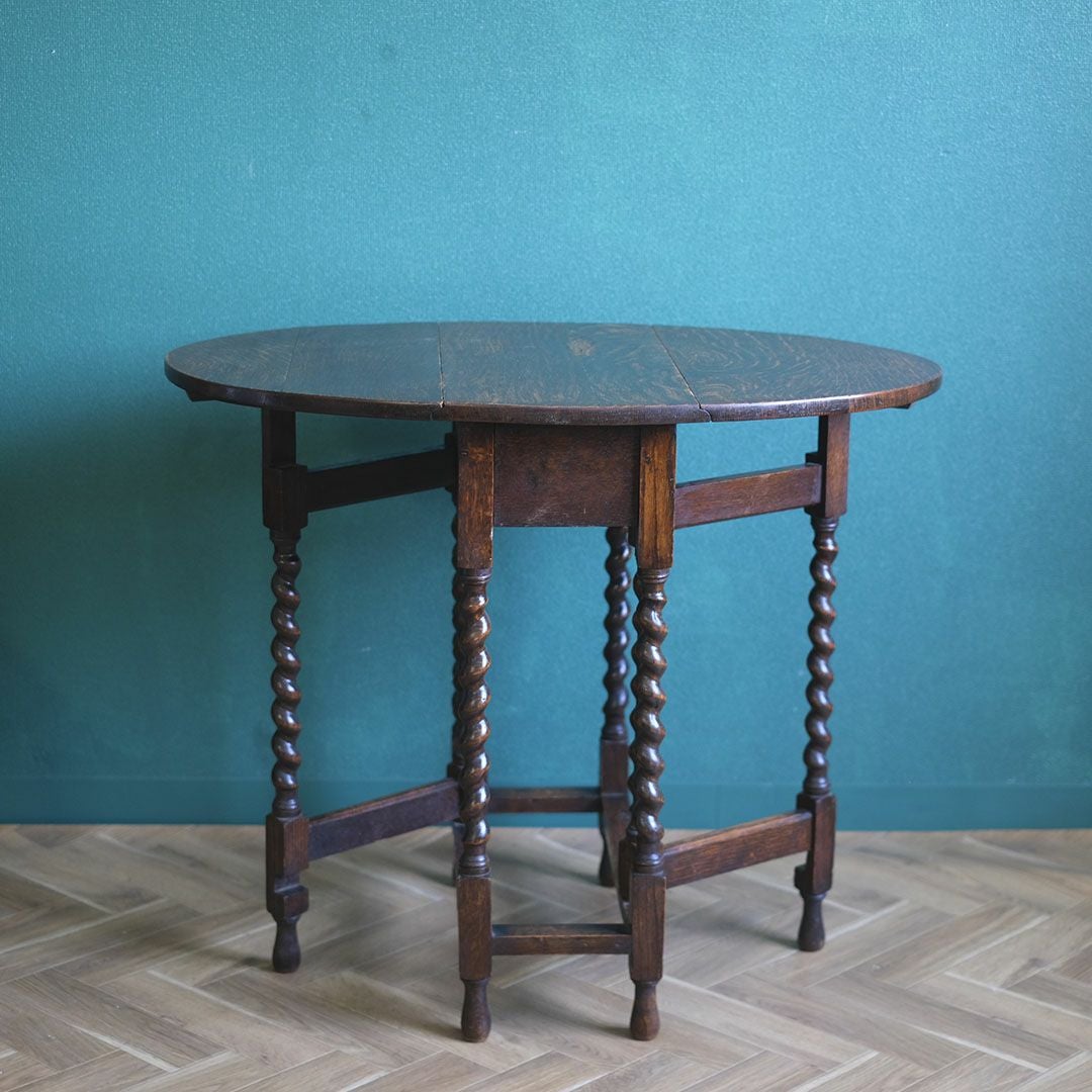 アンティークゲートレッグテーブル バーリーシュガーツイスト オーバル イギリス ソリッド 1枚板 アンティーク家具3