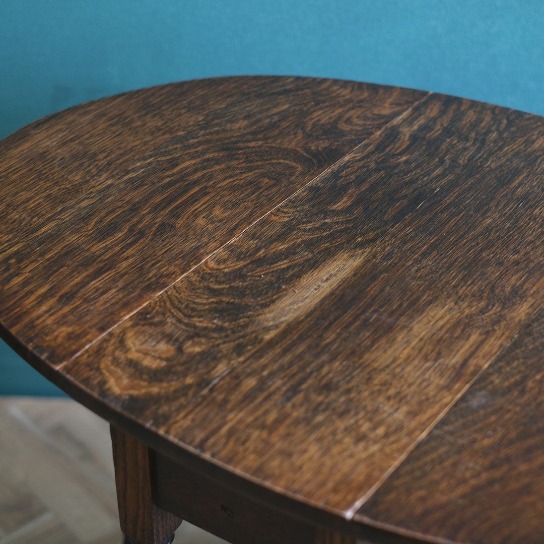 アンティークゲートレッグテーブル バーリーシュガーツイスト オーバル イギリス ソリッド 1枚板 アンティーク家具7