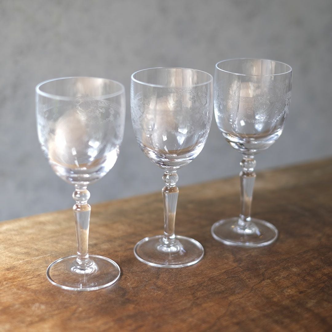 アンティーククリスタルワイングラス Baccarat オールドバカラ Louis XV フランス4