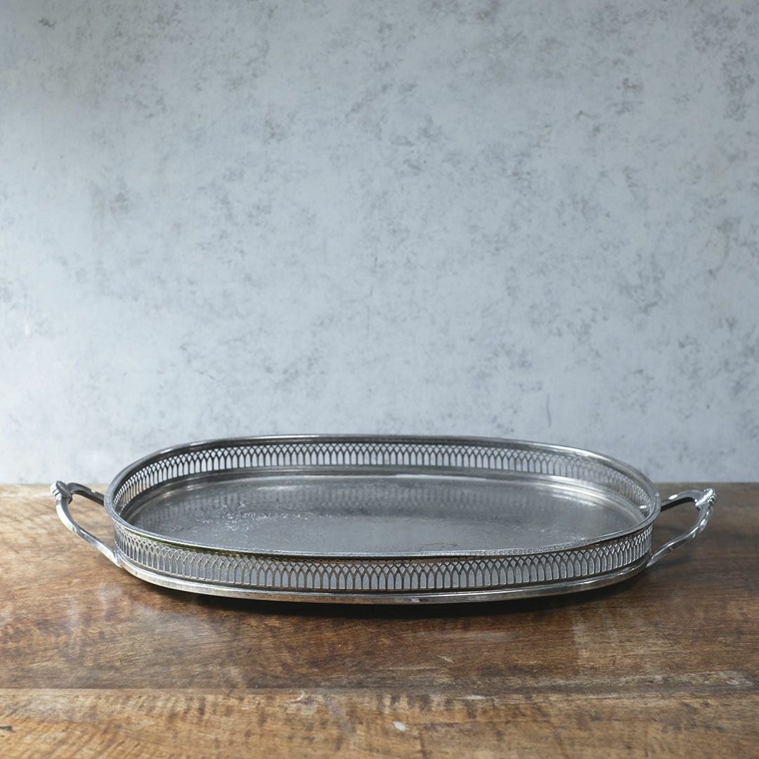 ヴィンテージ シルバープレートトレイ 楕円のお盆 銀メッキ イギリス2