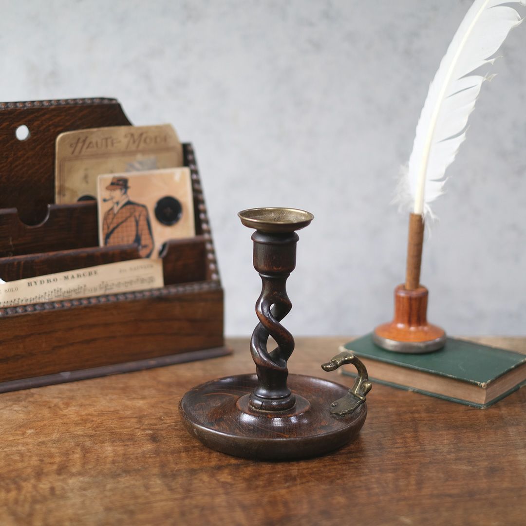 アンティークキャンドルスティック フランス オーク材の燭台 キャンドルスタンド