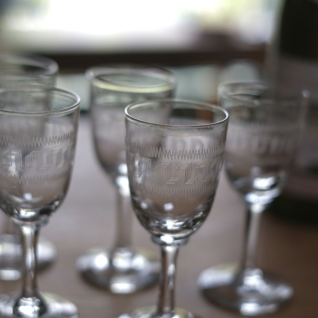ヴィンテージアペリティフグラス フランス 食前酒グラス アシッドエッチング1