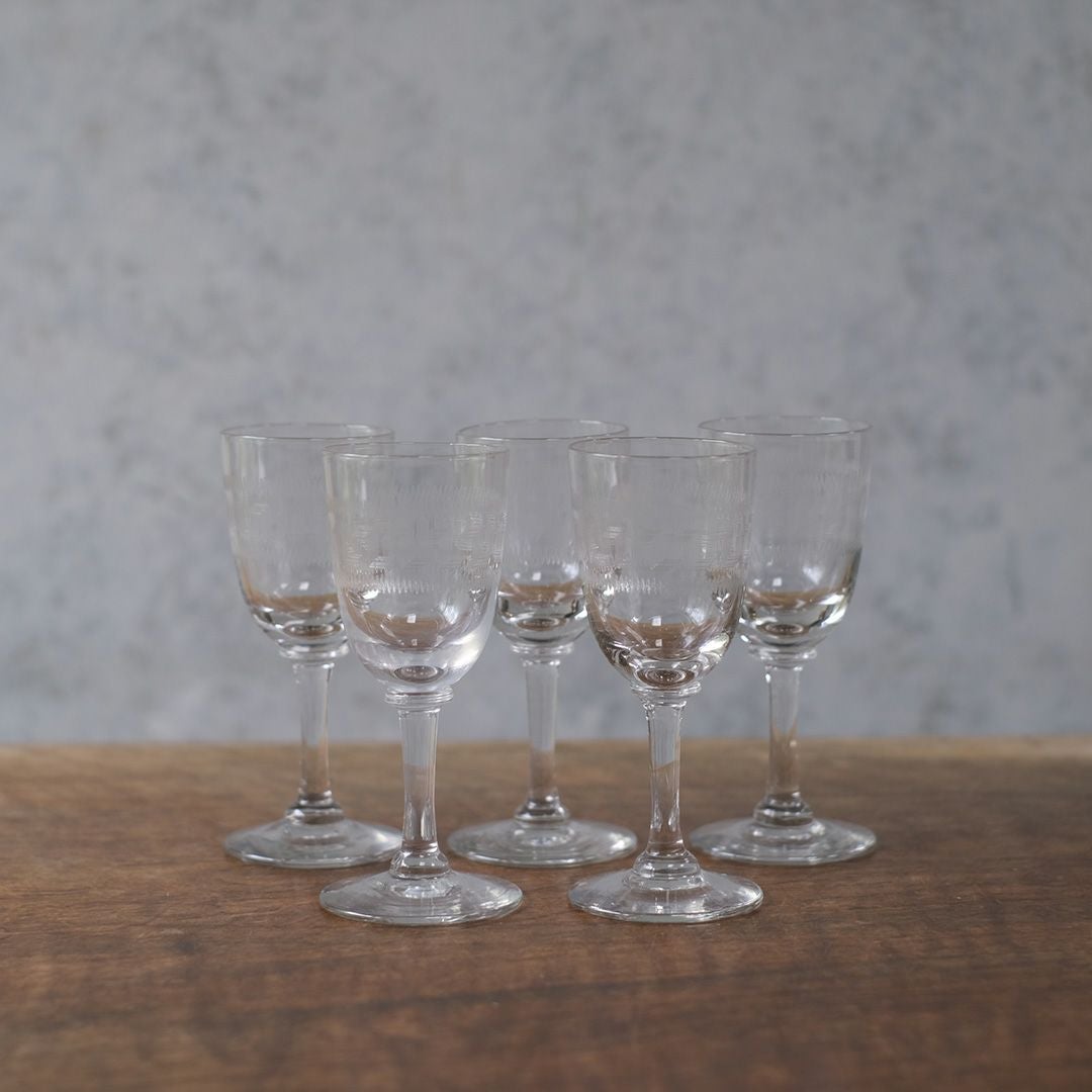 ヴィンテージアペリティフグラス フランス 食前酒グラス アシッドエッチング2