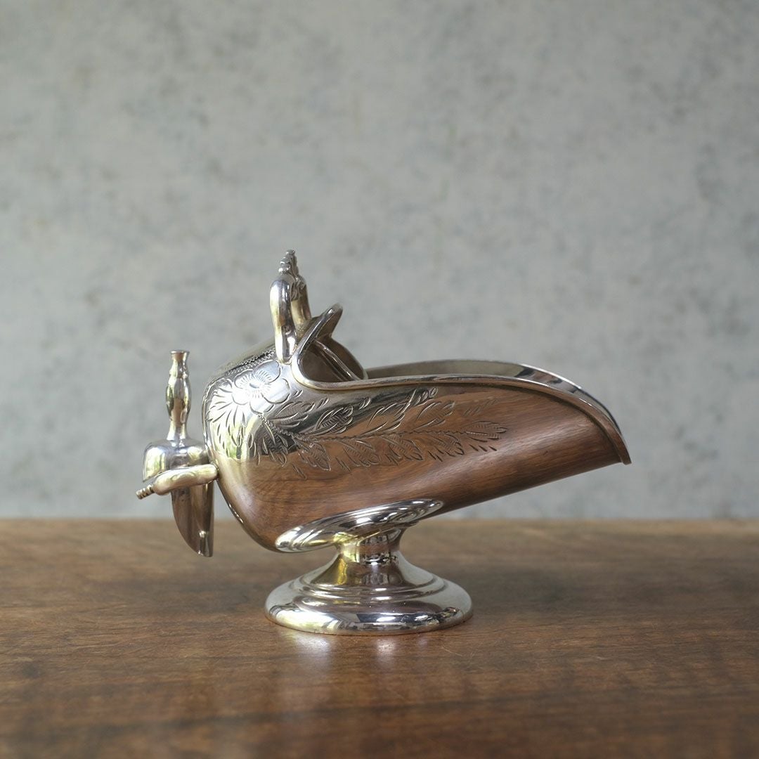 アンティーク シュガースカットル シルバープレート イギリス スプーン付属2