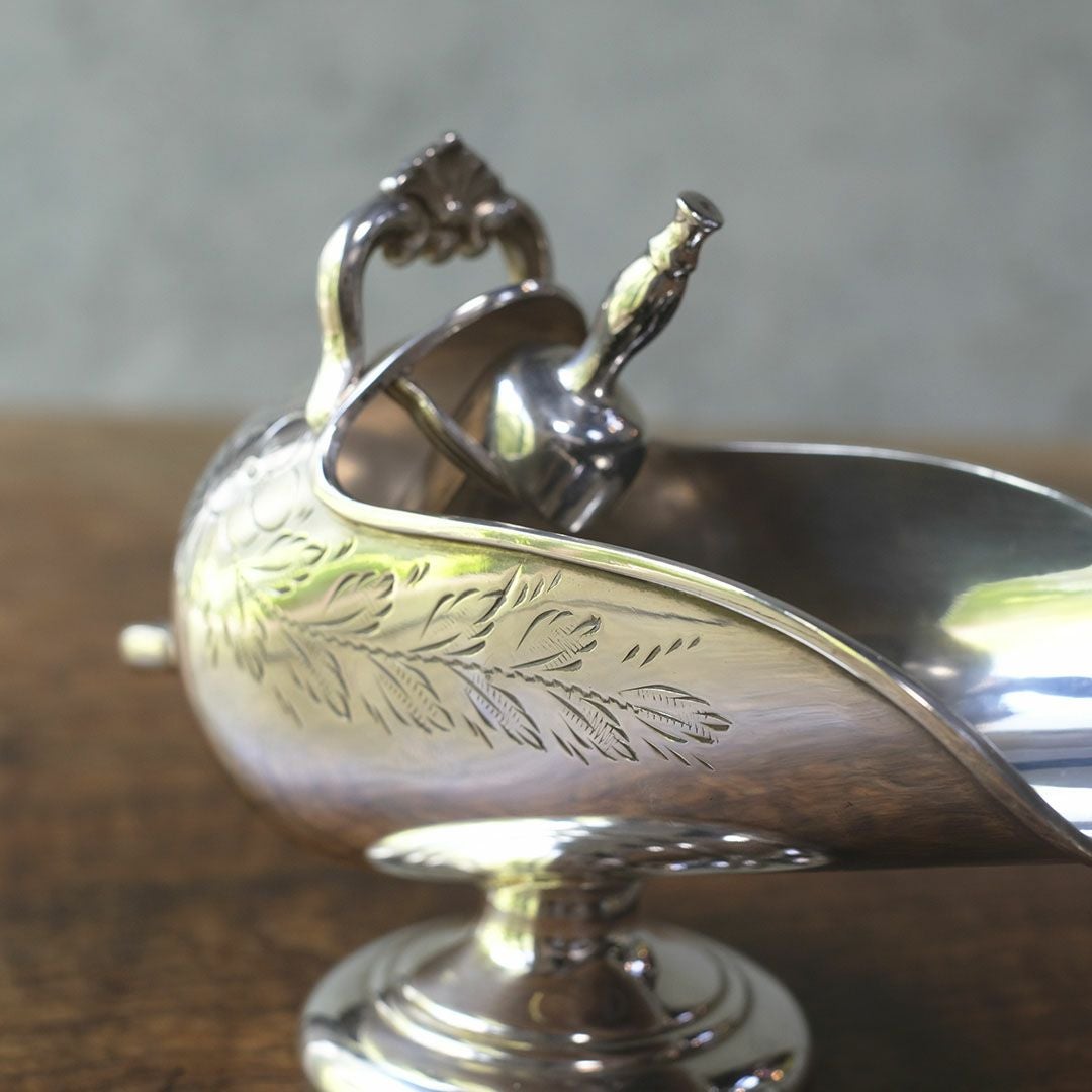 アンティーク シュガースカットル シルバープレート イギリス スプーン付属8