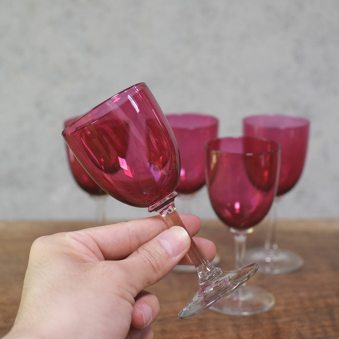 アンティーク クランベリーグラス イギリス アペリティフグラス 食前酒用グラス/アンティーク食器4