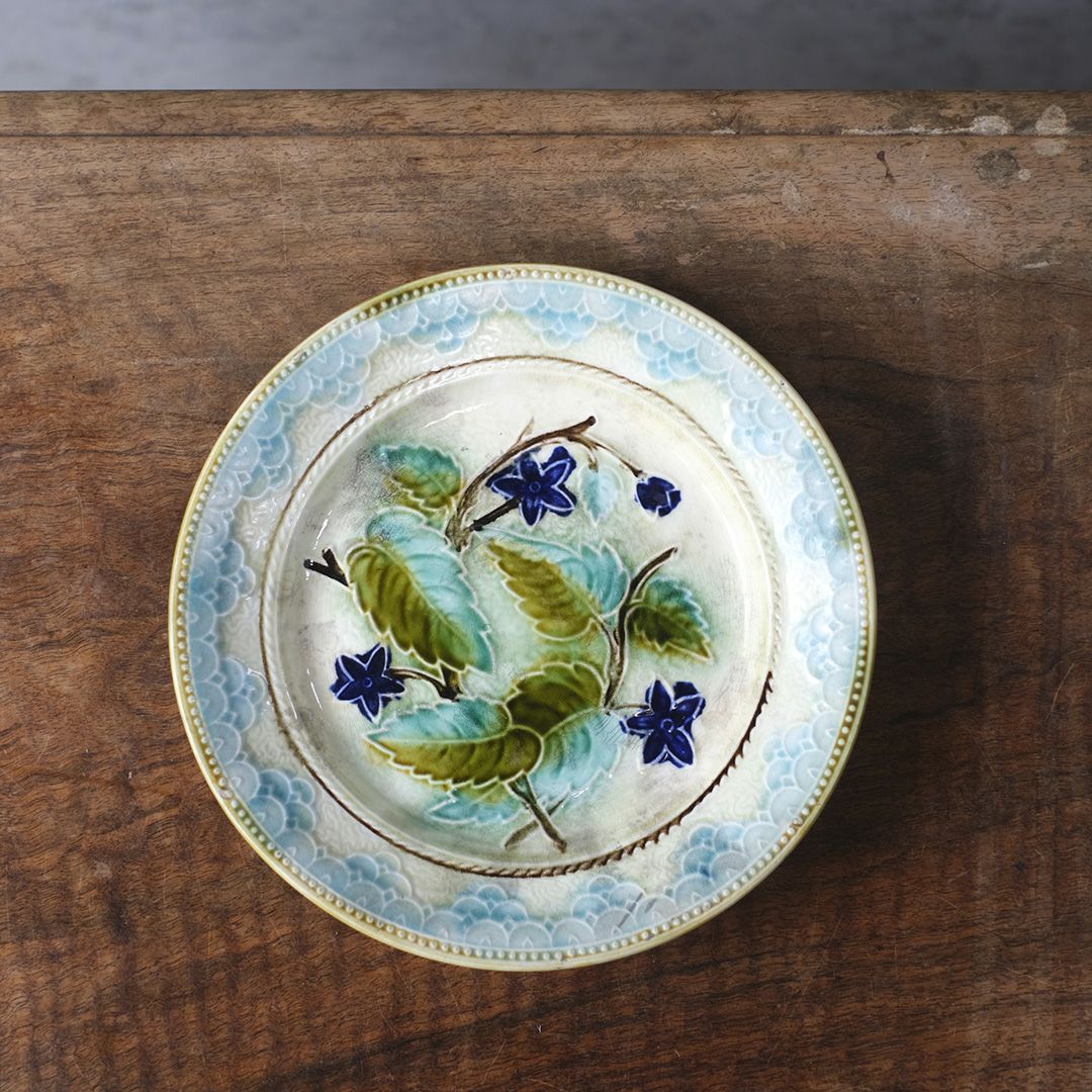 アンティーク バルボティーヌプレート 葡萄の葉 フランスロレーヌの