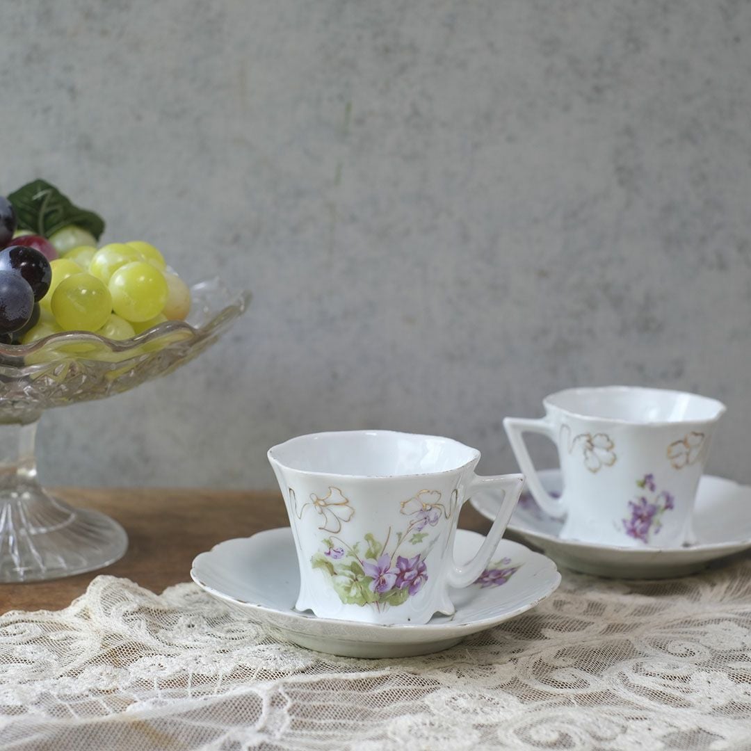 アンティーク カップ&ソーサー 菫モチーフ フランスの通販