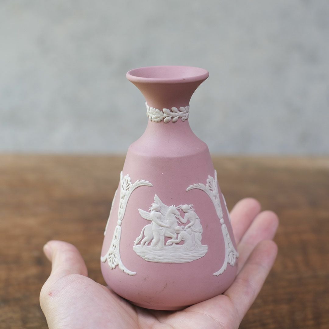 ヴィンテージ WEDGWOOD ウェッジウッドジャスパー フラワーベース ピンク 一輪挿し 花器4