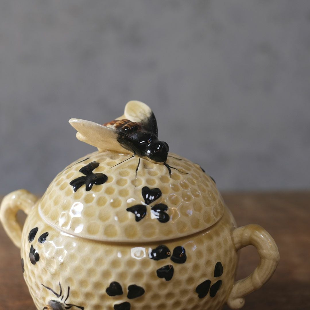 ヴィンテージ ハニーポット イギリス 蓋にとまった蜜蜂が可愛らしい8