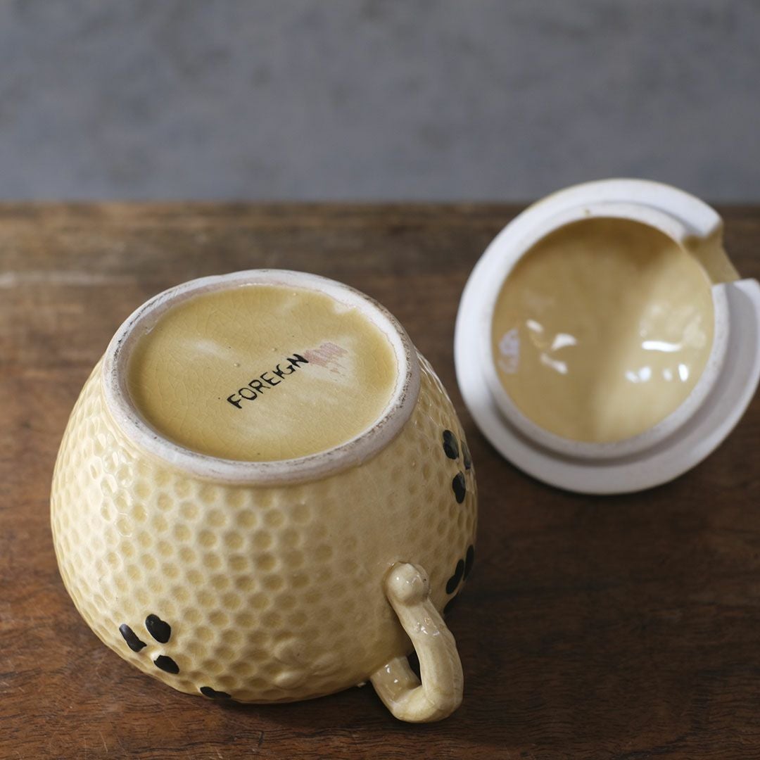 ヴィンテージ ハニーポット イギリス 蓋にとまった蜜蜂が可愛らしい10