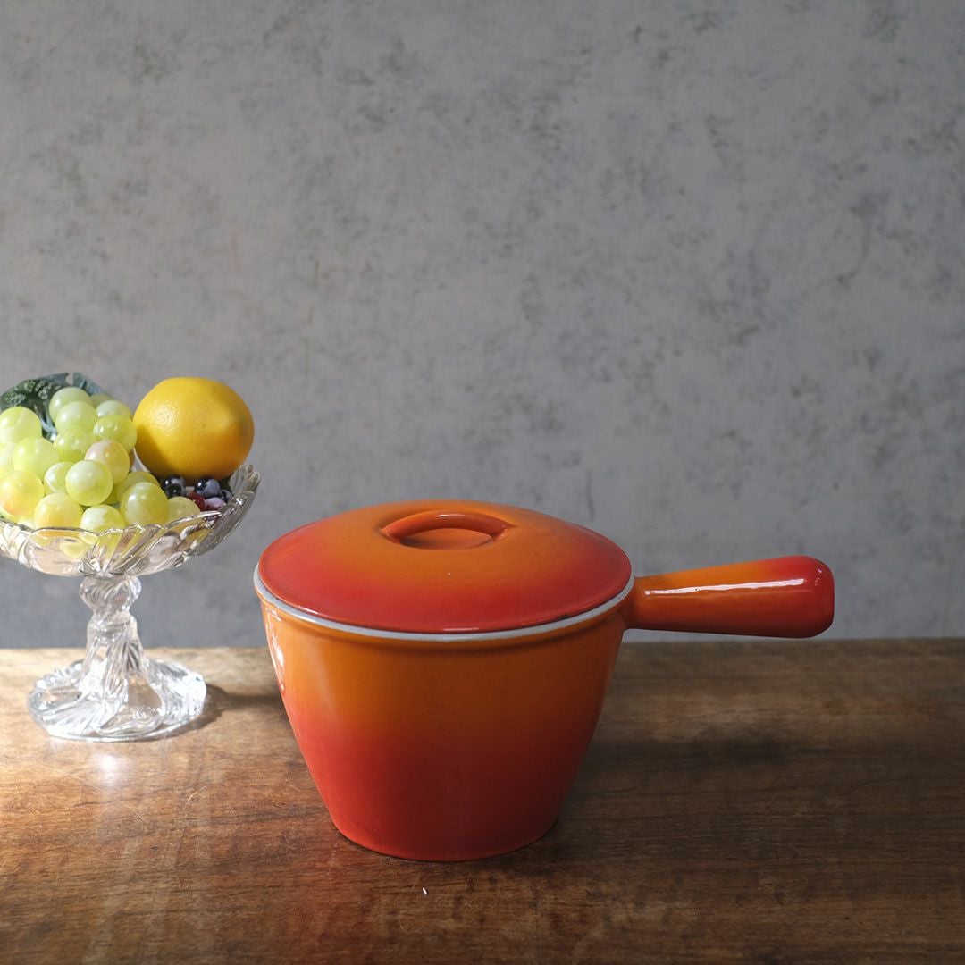 ヴィンテージ ル・クルーゼ LE CREUSET 鍋 オレンジ 片手鍋 フランス