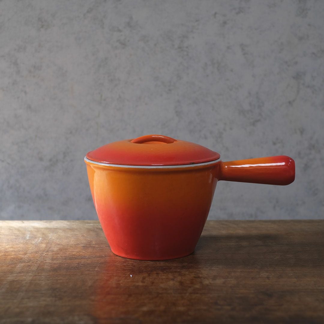 ヴィンテージ ル・クルーゼ LE CREUSET 鍋 オレンジ 片手鍋 フランス1