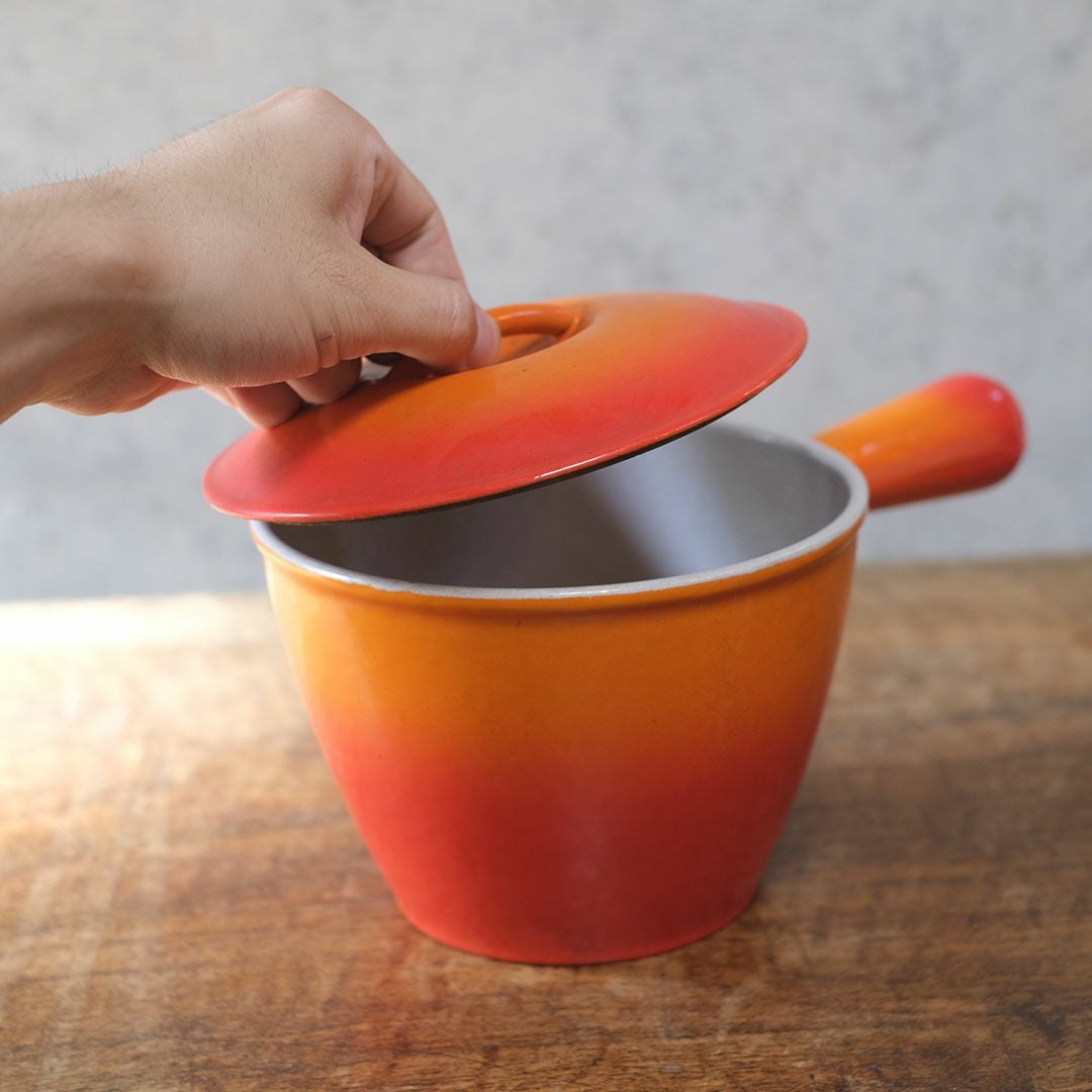 ヴィンテージ ル・クルーゼ LE CREUSET 鍋 オレンジ 片手鍋 フランス3