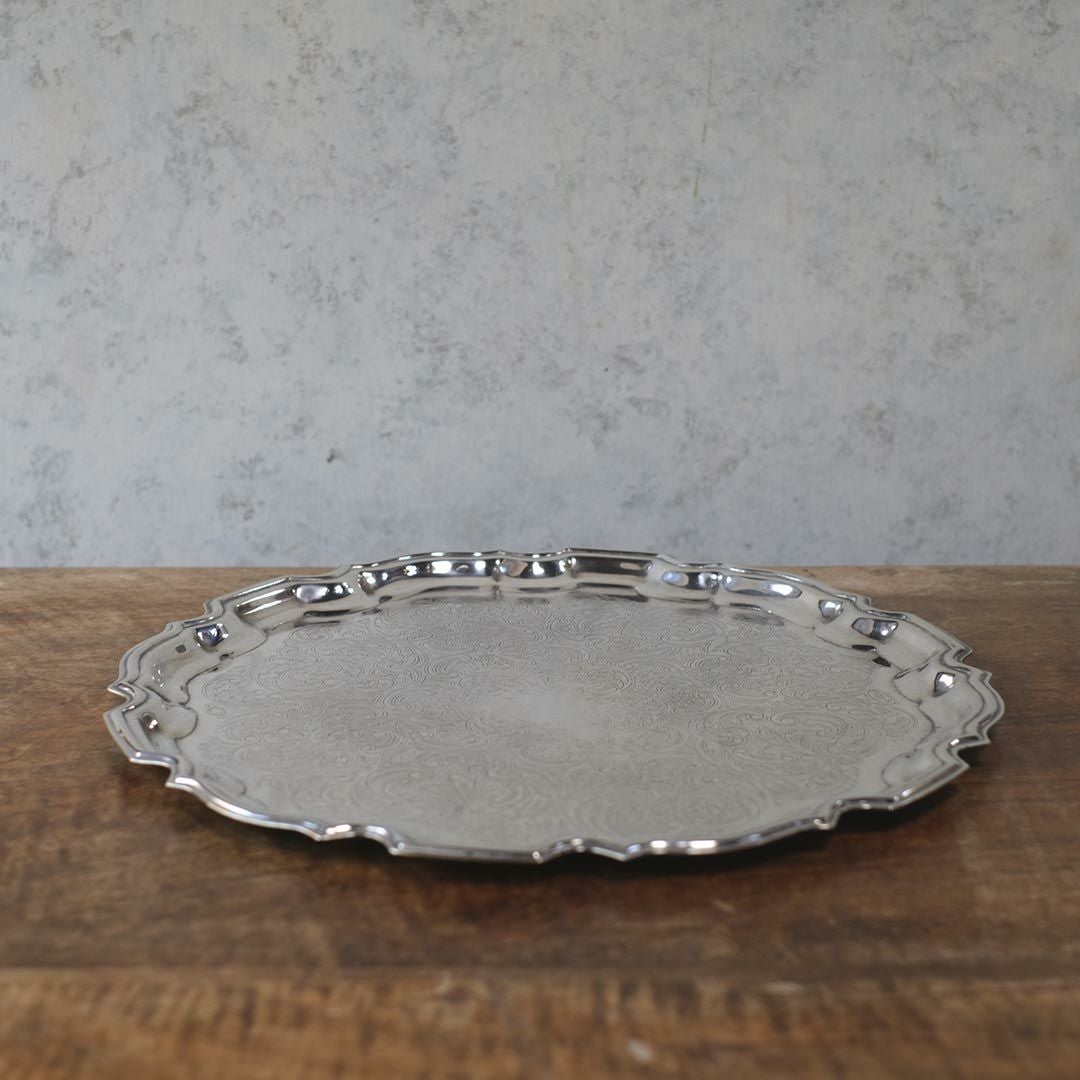アンティーク サルヴァ イギリス 大きなシルバープレート トレイ お盆2