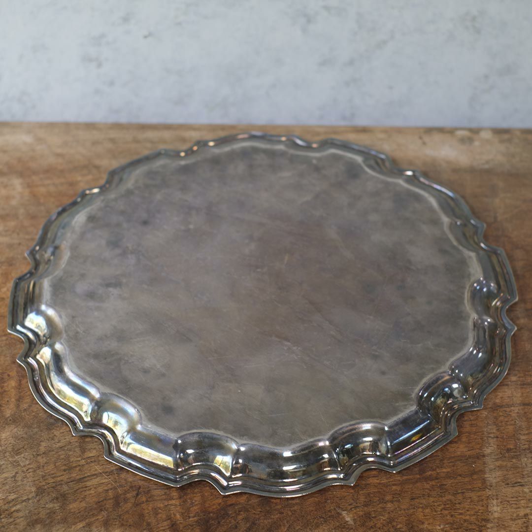 アンティーク サルヴァ イギリス 大きなシルバープレート トレイ お盆8