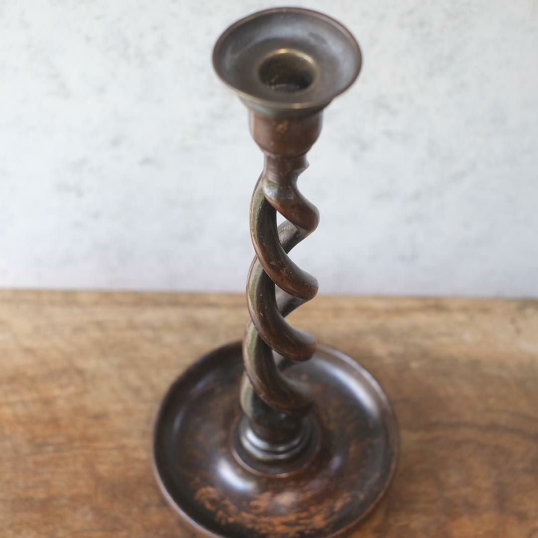 アンティークキャンドルスティックペア バリーツイスト 燭台 イギリス3