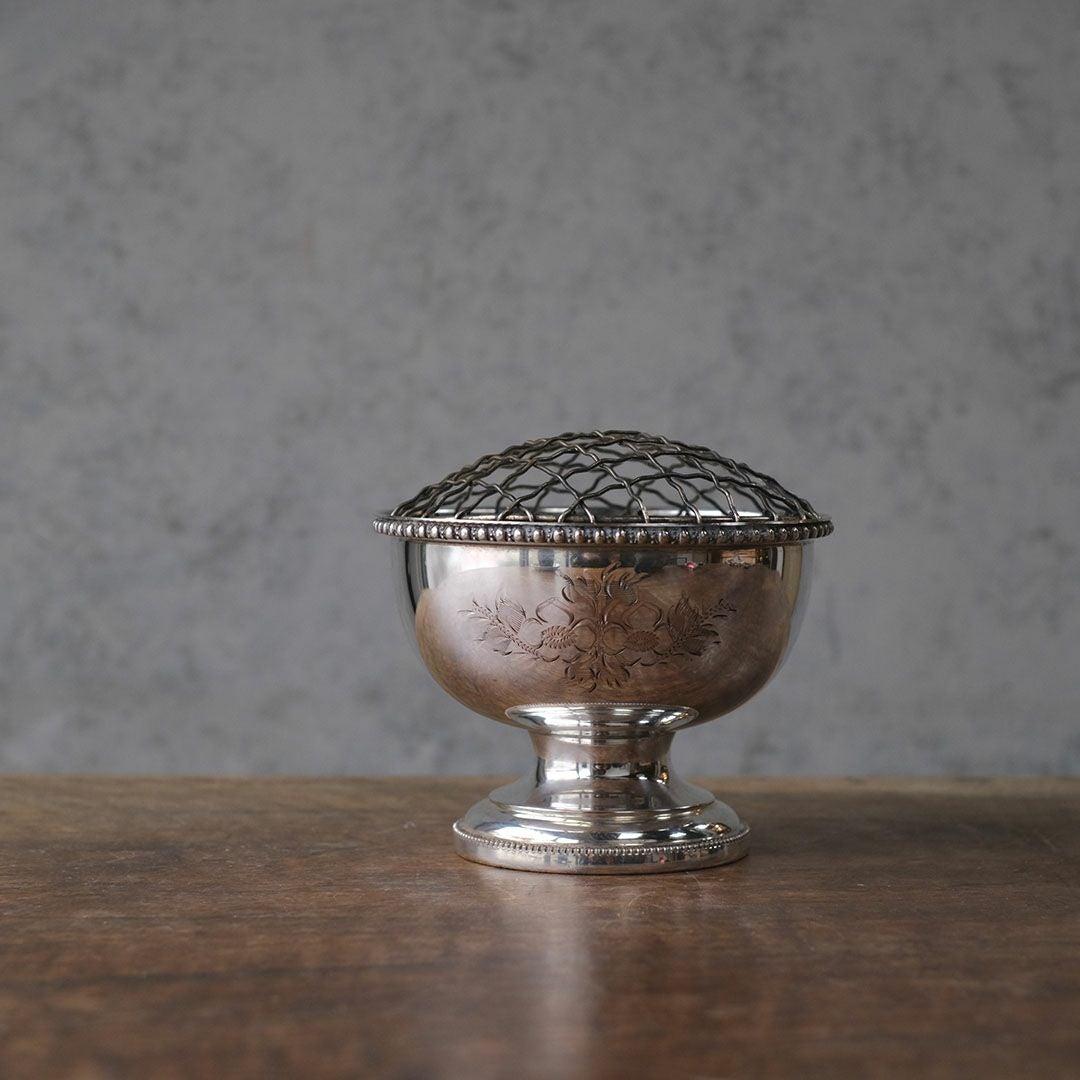 アンティークローズボウル 薔薇の花瓶 シルバープレート イギリス