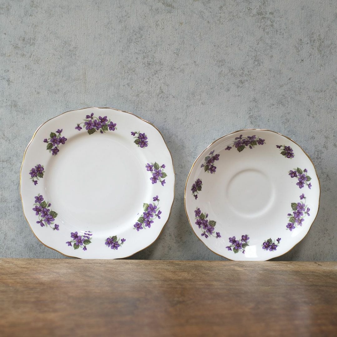 ヴィンテージティーカップトリオ QUEEN ANNE(クイーンアン)菫 バイオレット イギリス6