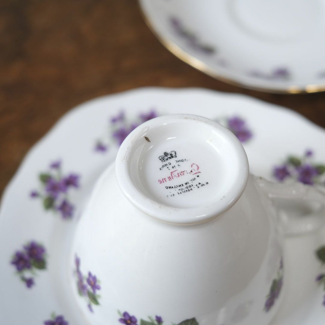 ヴィンテージティーカップトリオ QUEEN ANNE(クイーンアン)菫 バイオレット イギリス9