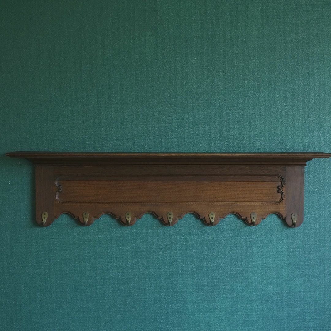 アンティークコートフック フランス 木製 7連フック ウォールハンガー3