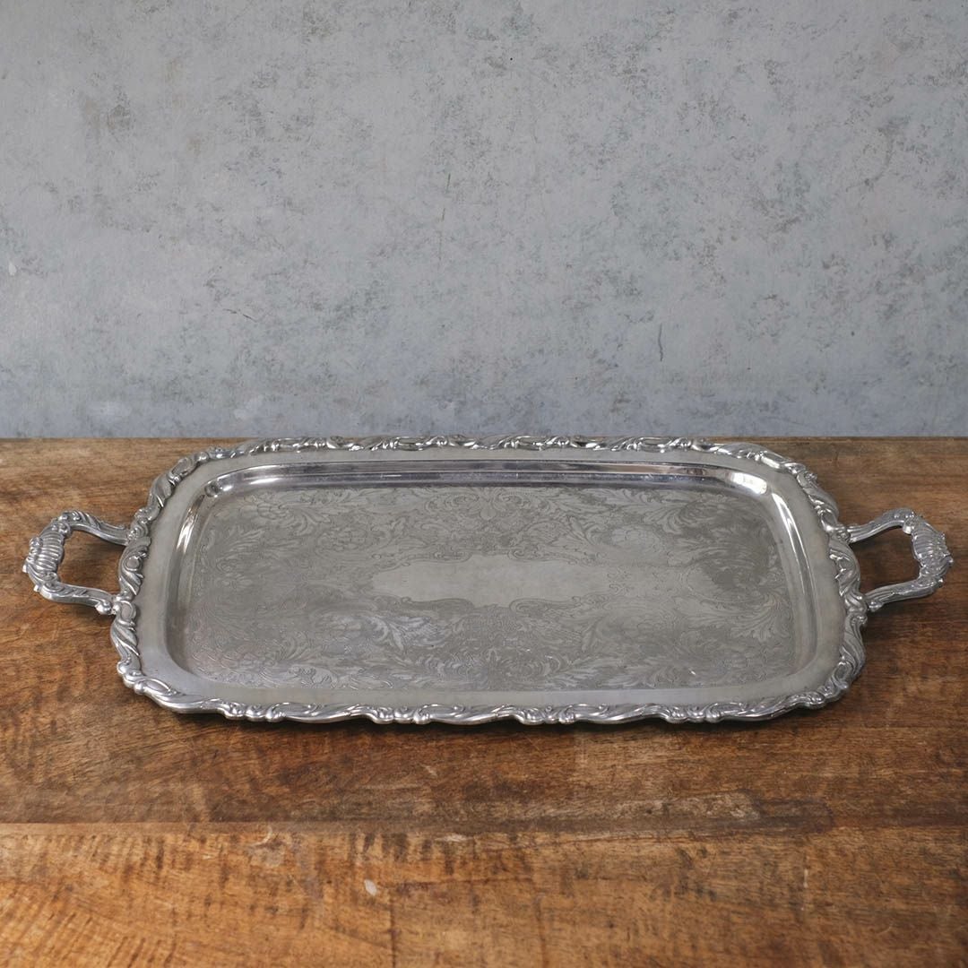 ヴィンテージトレイ イギリス シルバープレート ハンドル付き2