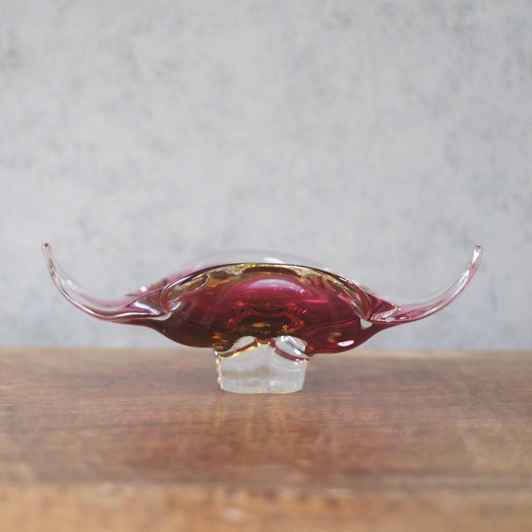 ヴィンテージ MURANOガラスボウル 赤 イタリア 灰皿3