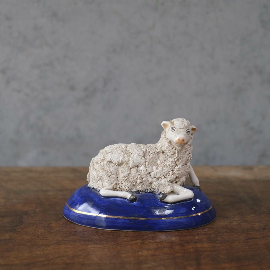 アンティーク スタッフォードシャーシープ ミニ 陶器の置物 羊 フィギュリン1