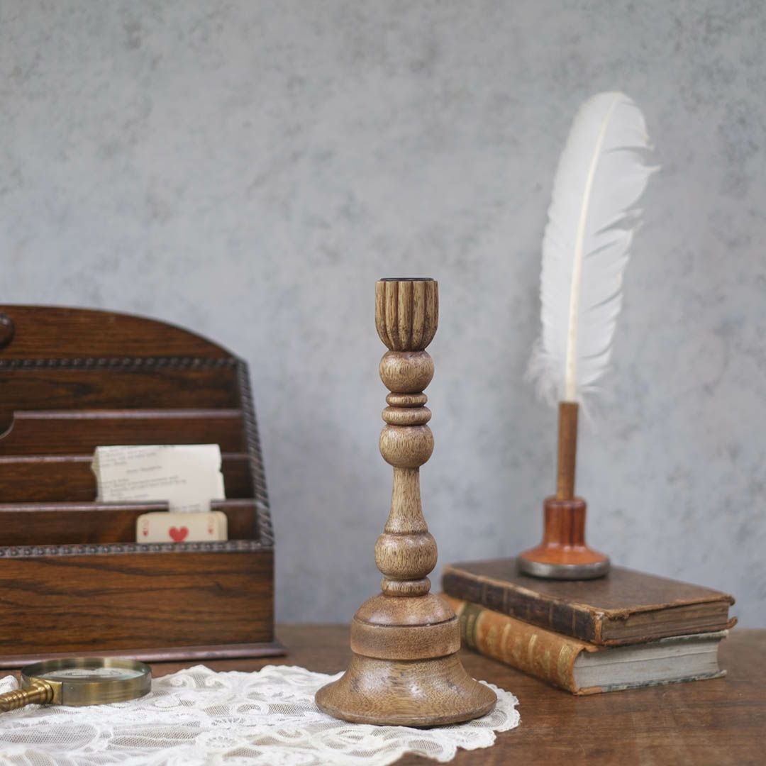 ウッドキャンドルスタンド 天然木 アンティーク風 手作り 燭台