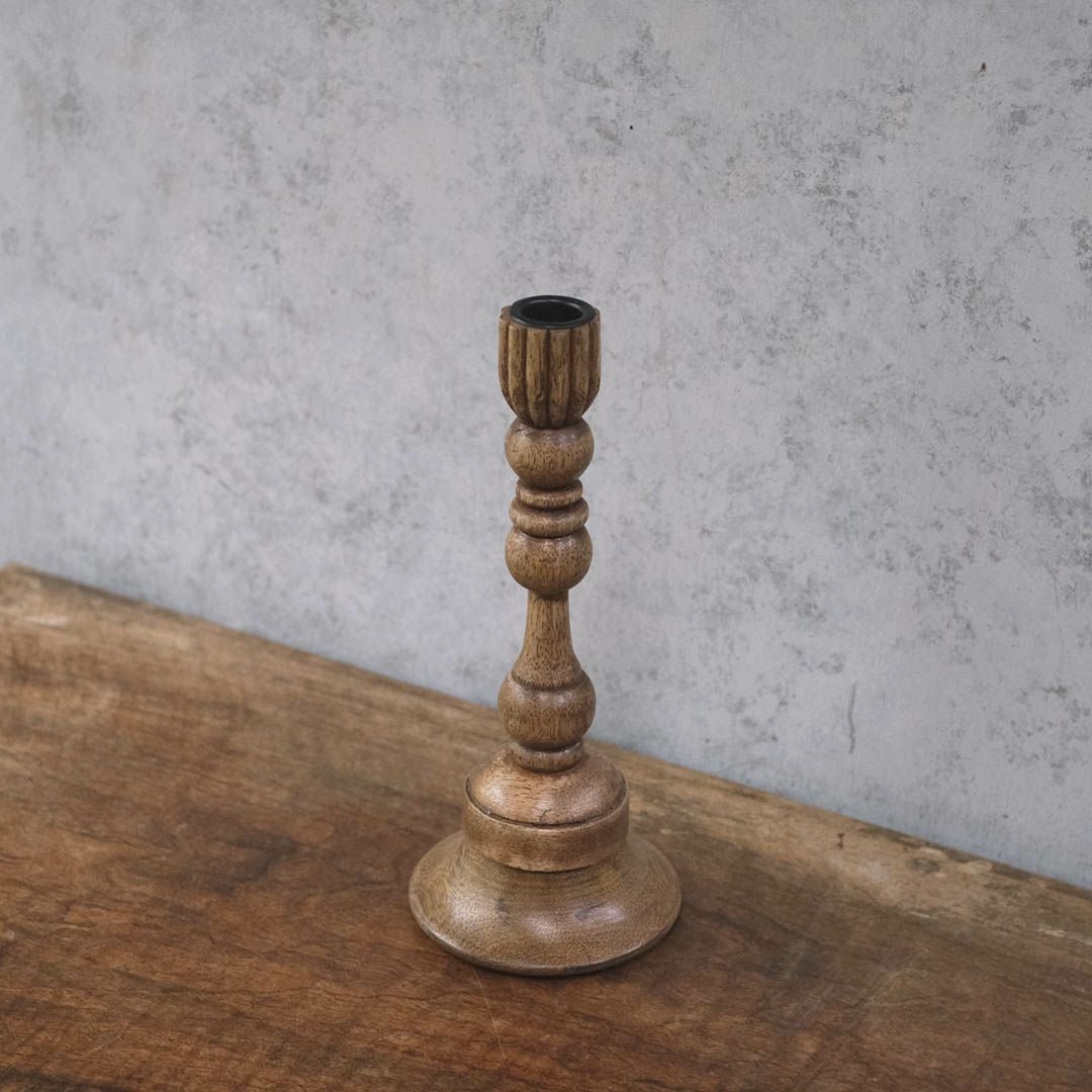 ウッドキャンドルスタンド 天然木 アンティーク風 手作り 燭台1