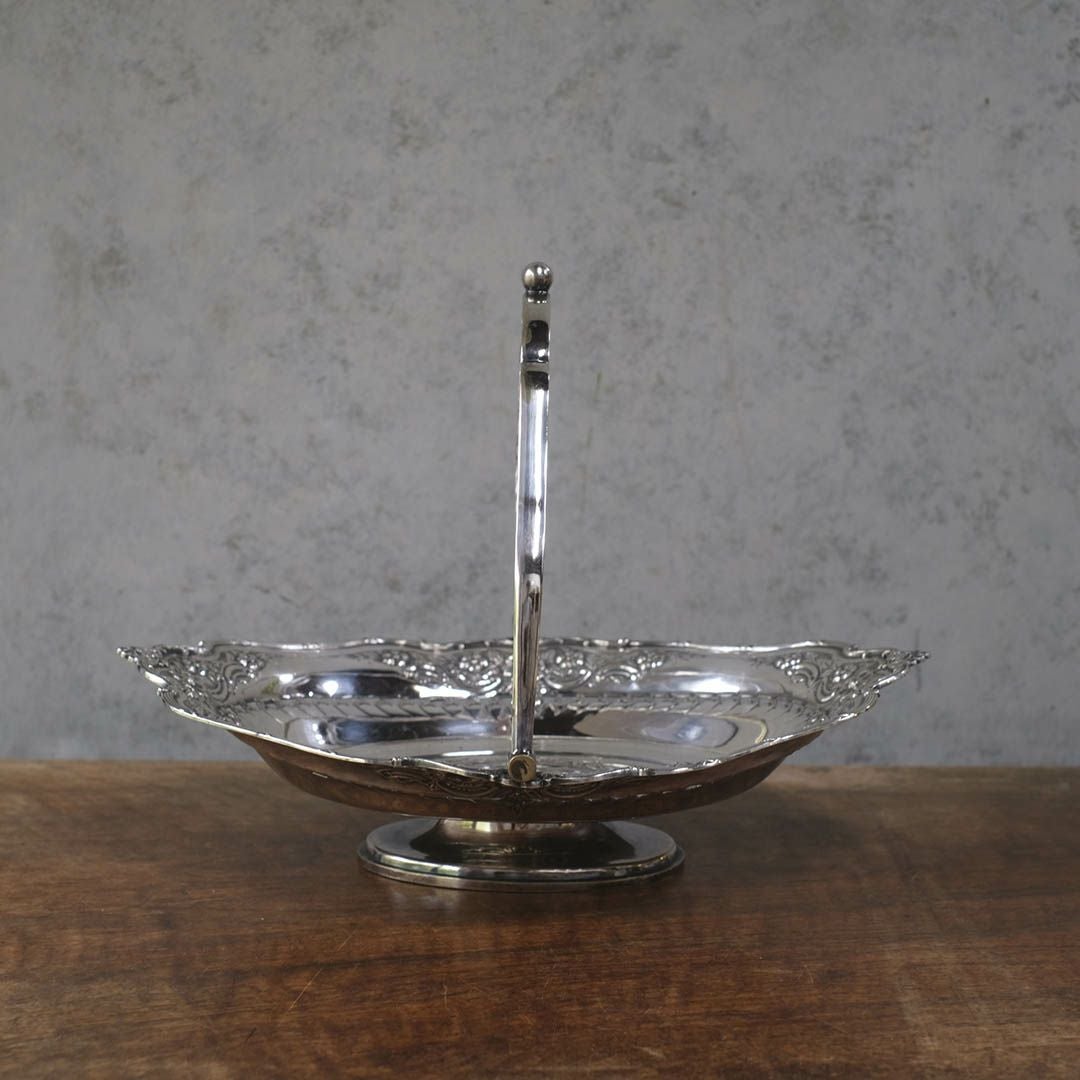 アンティークシルバープレート ハンドル付きフルーツバスケット3