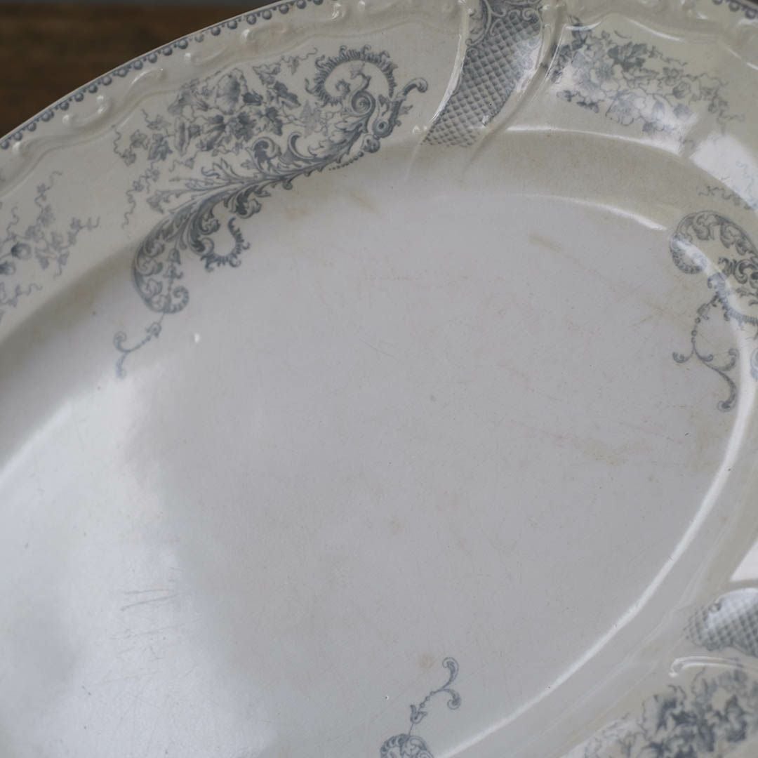 アンティークオーバル皿 LONGWY窯 北フランス ロンウィーで1930年頃作られた器/アンティーク食器6