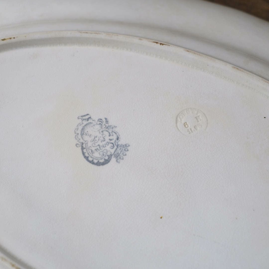 アンティークオーバル皿 LONGWY窯 北フランス ロンウィーで1930年頃作られた器/アンティーク食器9
