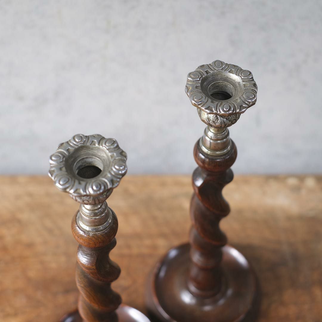 アンティークキャンドルスティックペア オーク イギリス 燭台 オブジェ3