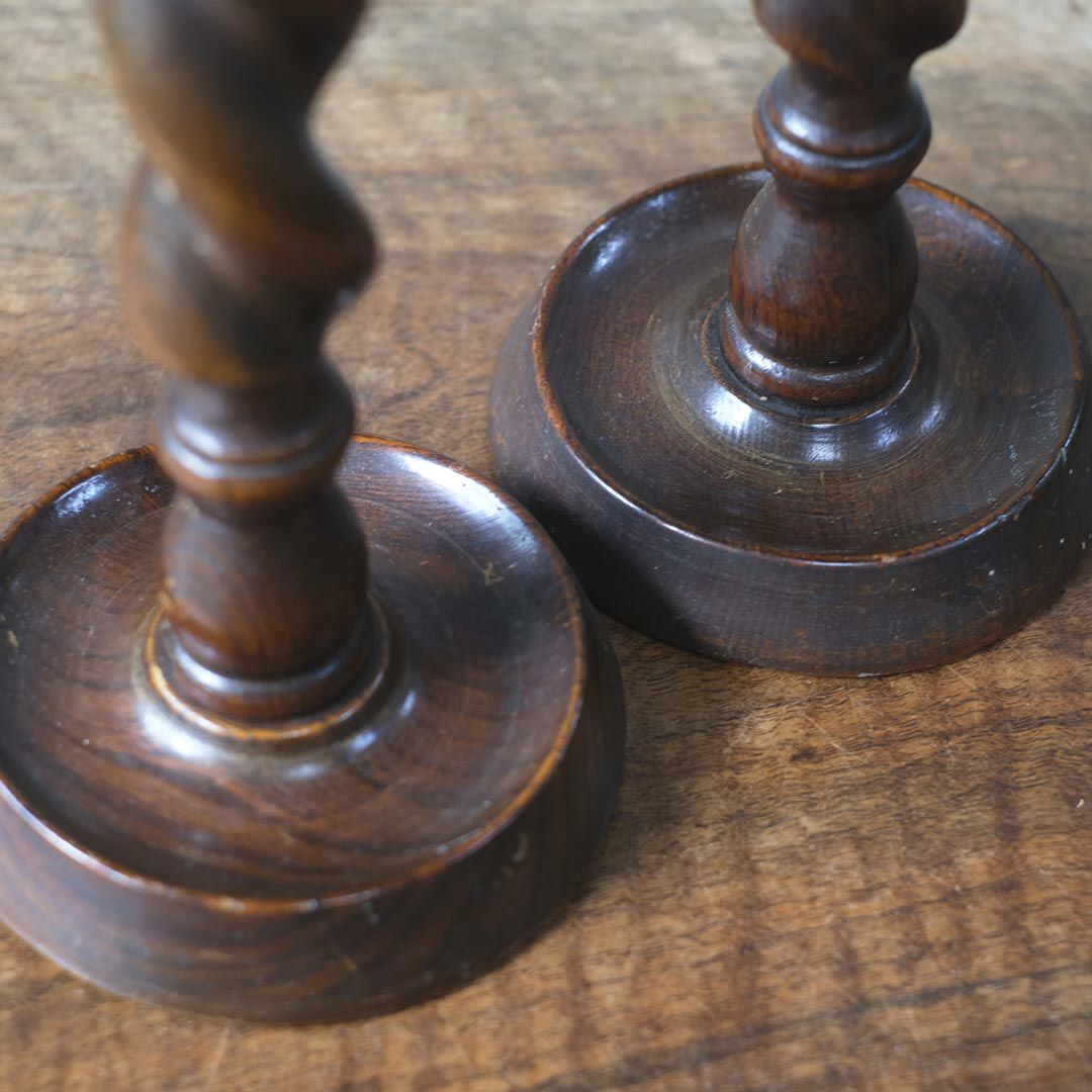 アンティークキャンドルスティックペア オーク イギリス 燭台 オブジェ6